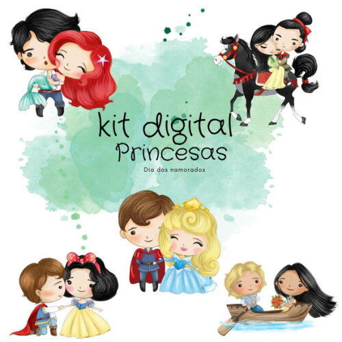 Kit Digital Princesas - Dia dos Namorados #382