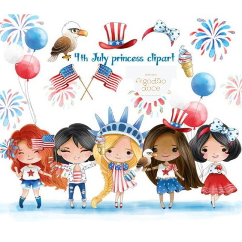 Kit Digital Princesas 4 de Julho #218