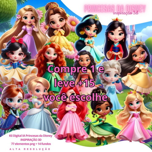 Kit Digital Princesas da Disney #6414