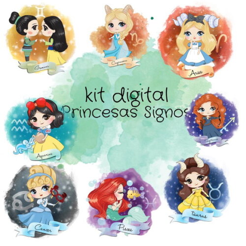 Kit Digital Princesas Signos #384