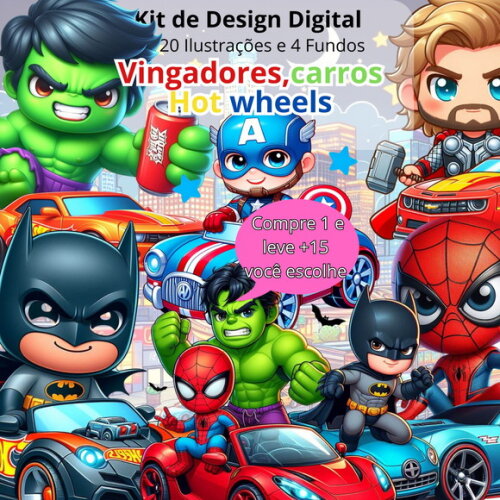 Kit Digital Vingadores Carros Hot Wheels #4762