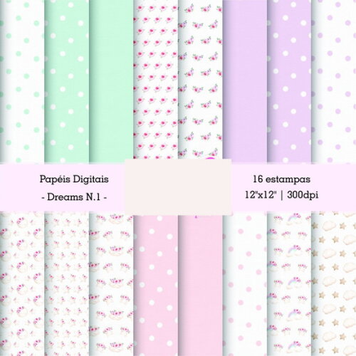 Papel Digital Abstrato Cute - Dreams #2714