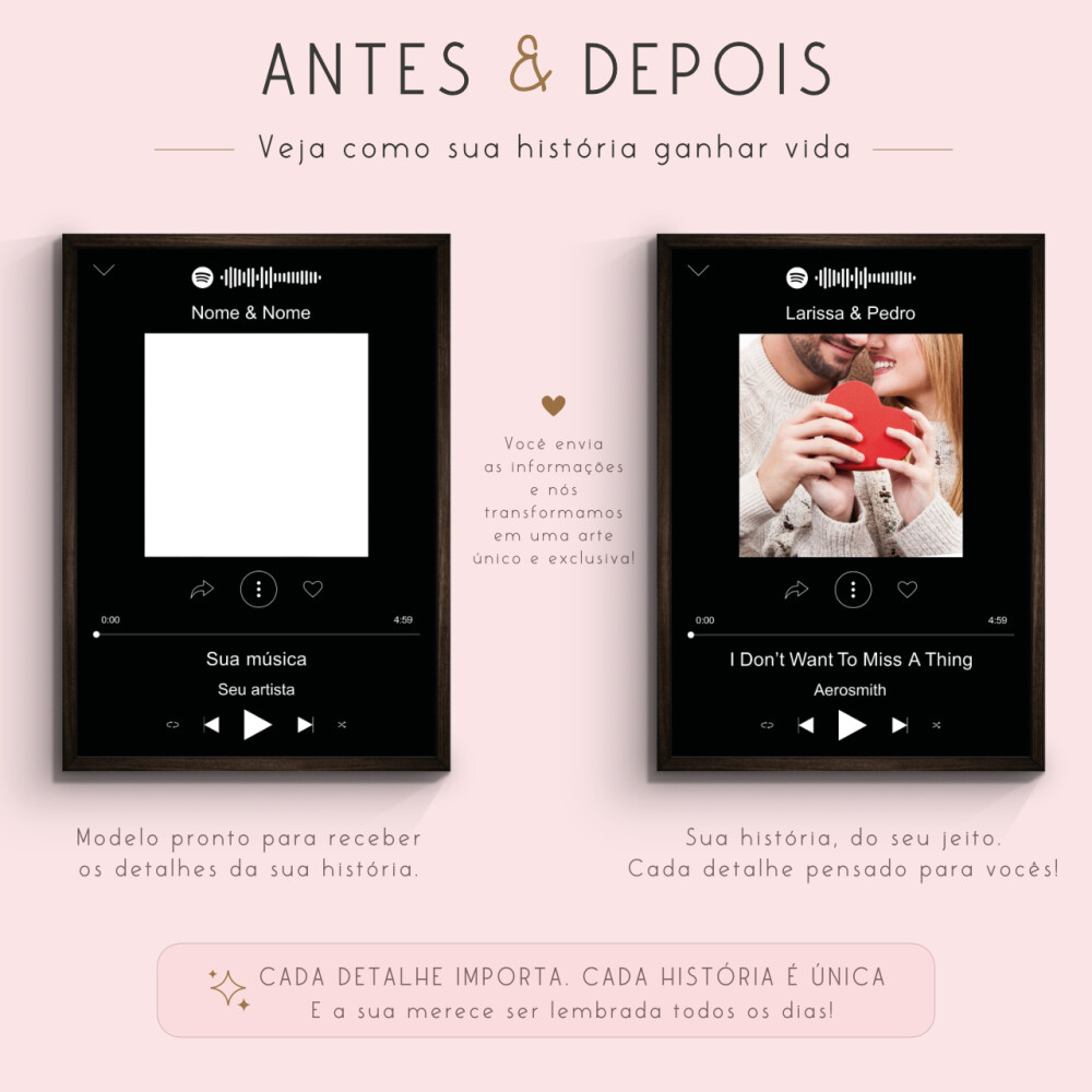 Pôster Spotify Personalizado com Foto, Nomes e Música do Casal