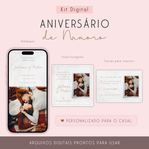 Kit Digital Aniversário de Namoro Personalizado com Foto e Nomes