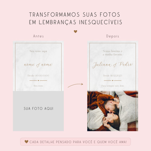 Kit digital personalizado com foto, nomes e data do casal.