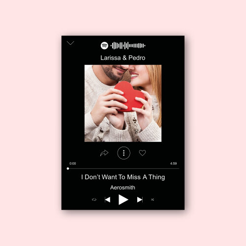 Pôster Spotify Personalizado com Foto, Nomes e Música do Casal
