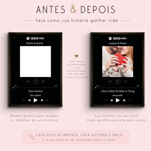 Pôster Spotify Personalizado com Foto, Nomes e Música do Casal