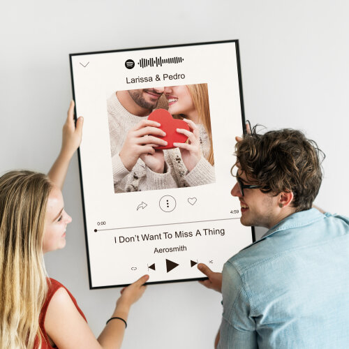 Pôster Spotify Personalizado com Foto, Nomes e Música do Casal