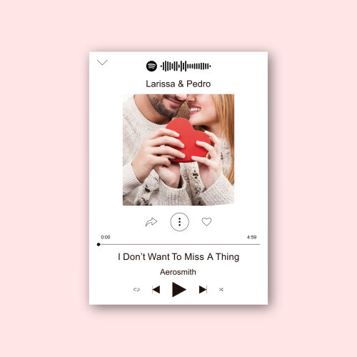 Pôster Spotify Personalizado com Foto, Nomes e Música do Casal