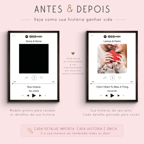 Pôster Spotify Personalizado com Foto, Nomes e Música do Casal
