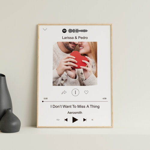 Pôster Spotify Personalizado com Foto, Nomes e Música do Casal