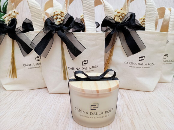 Brinde Corporativo Vela Aromática 100g Fosco e Mini Ecobag