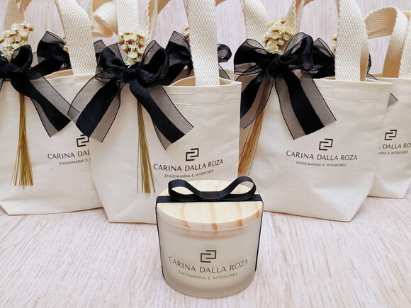 Brinde Corporativo Vela Aromática 100g Fosco e Mini Ecobag