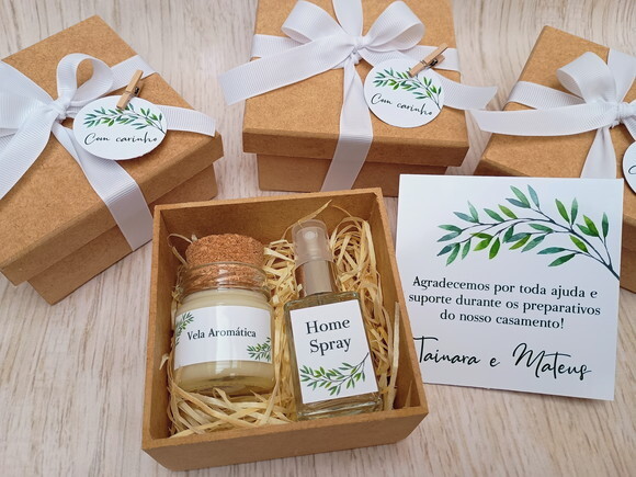 Kit vela e home spray Lembrança para Padrinhos e Avós