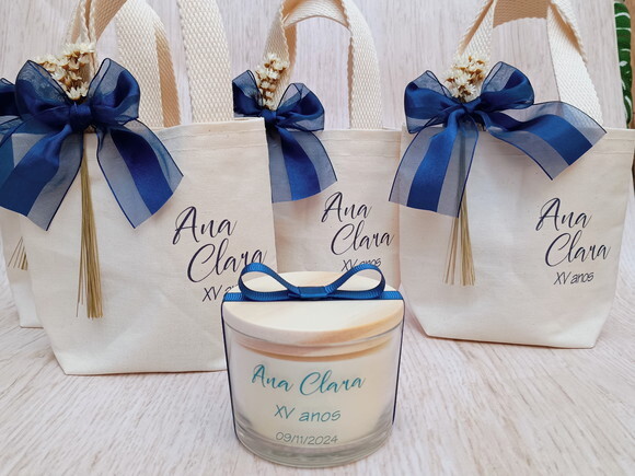 Lembrança 15 Anos Vela Aromática 100g com Mini Ecobag