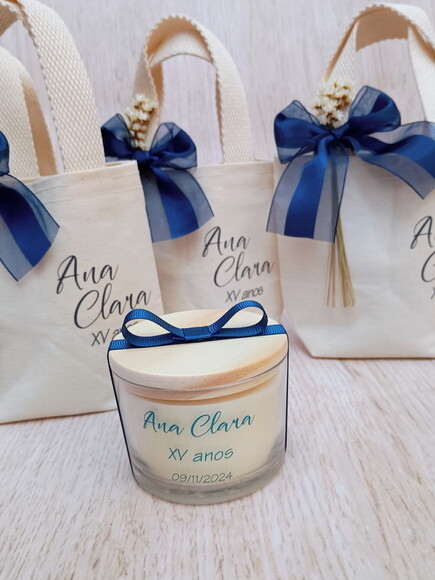 Lembrança 15 Anos Vela Aromática 100g com Mini Ecobag