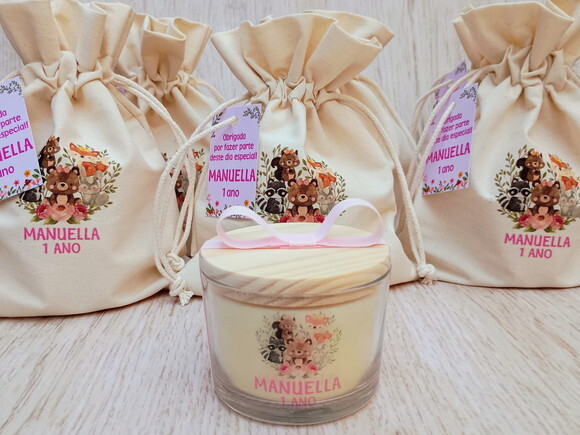 Lembrança Aniversario Vela Aromática Personalizada com Embalage
