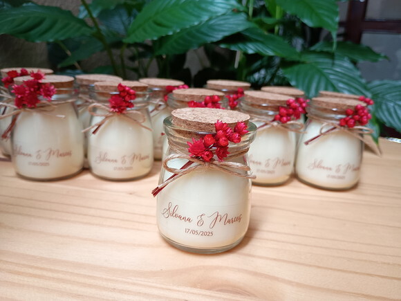 Lembrança Casamento Vela Aromática com Mini Buque