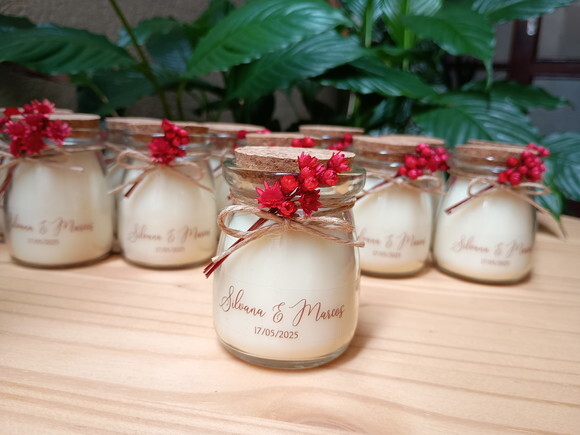 Lembrança Casamento Vela Aromática com Mini Buque
