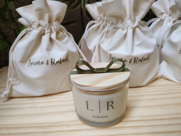 Lembrança Casamento Vela Aromática Personalizada e Embalagem