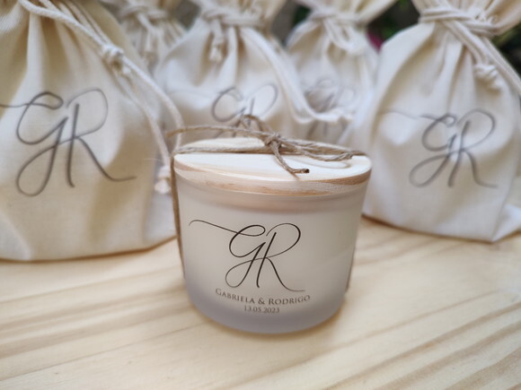 Lembrança Casamento Vela Aromática Vidro Fosco Personalizado