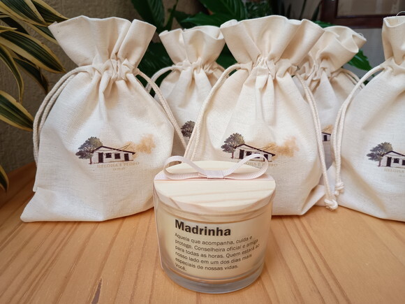 Lembrança Madrinhas Vela Aromática 100g e Embalagem