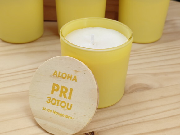 Lembrança Personalizada Vela Aromática 220g Vidro Colorido