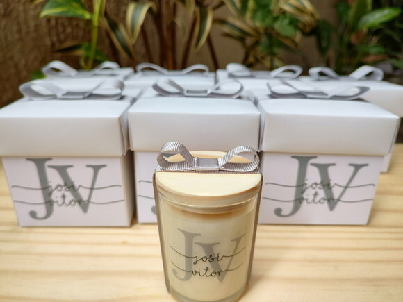 Lembrança Vela 60g Personalizada com Caixa Personalizada