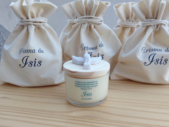 Lembrança Vela Aromática 100g com Aplicação na tampa e saquin