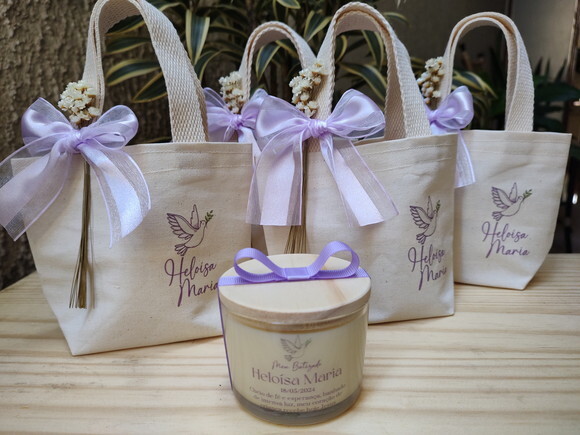 Lembrança Vela Aromática 100g com Mini Ecobag