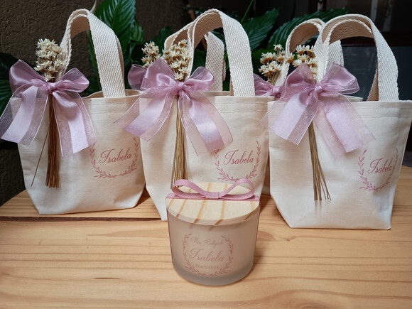 Lembrança Vela Aromática 100g Fosco com Mini Ecobag