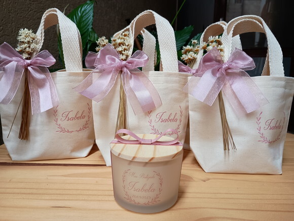 Lembrança Vela Aromática 100g Fosco com Mini Ecobag