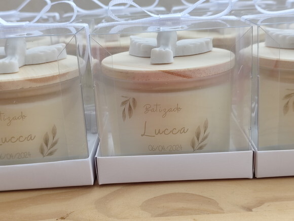 Lembrança Vela Aromática 100g Vidro Fosco Aplicação na Tampa