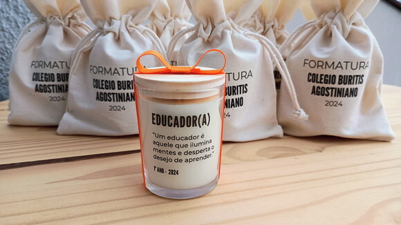 Lembrança para professores Vela Aromática 60g com Embalagem