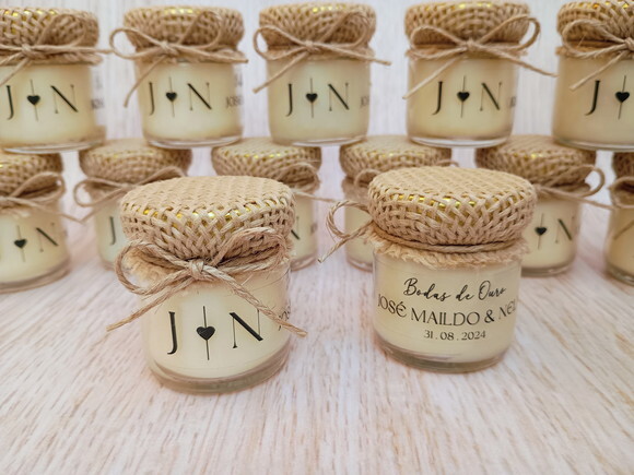 Lembrancinha Casamento Mini Vela Aromática Personalizada
