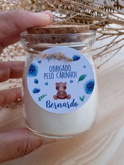 Lembrancinha Vela Aromática Personalizada com Nome do Bebê
