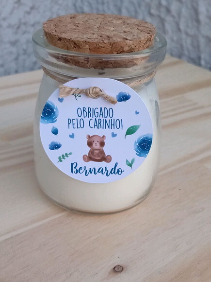 Lembrancinha Vela Aromática Personalizada com Nome do Bebê