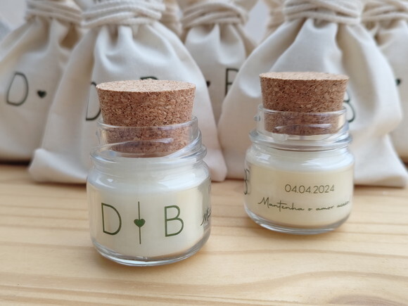 Lembrança Casamento Mini Vela Aromática Personalizada