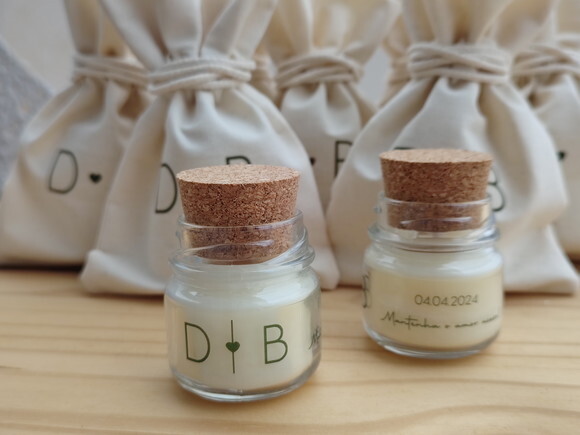 Lembrança Casamento Mini Vela Aromática Personalizada