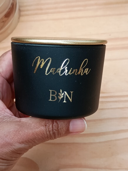 Vela Aromática 100g com Personalização Metalizada e Tampa
