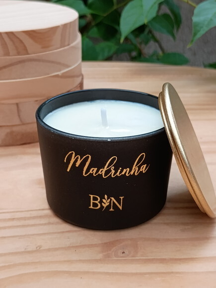 Vela Aromática 100g com Personalização Metalizada e Tampa