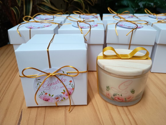 Vela Aromática 100g com Tampa de Madeira e Embalagem