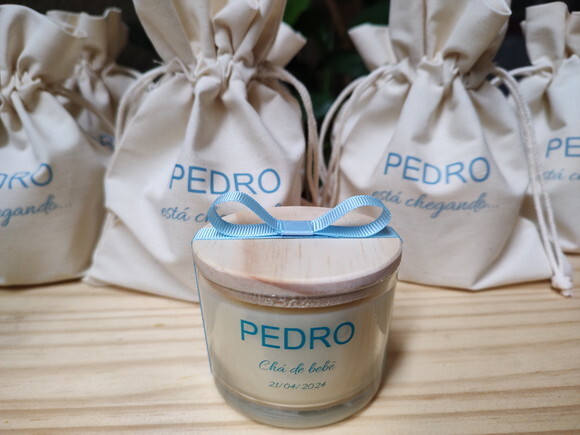 Vela Aromática 100g Personalizada Lembrança Chá de Bebê