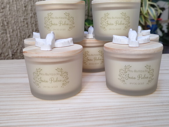 Vela Aromática 100g Vidro Fosco com Aplicação na Tampa