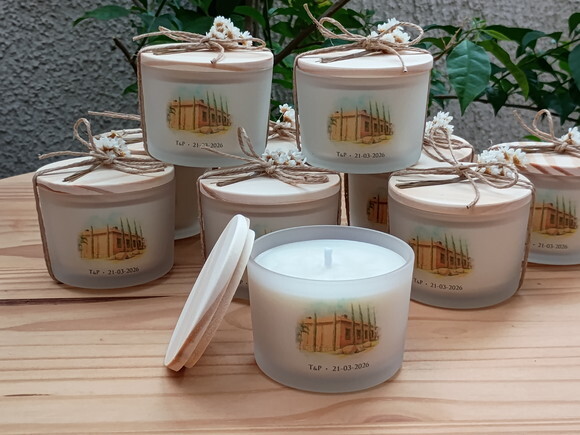 Vela Aromática 100g Vidro Fosco com Mini Buque de Flor Seca