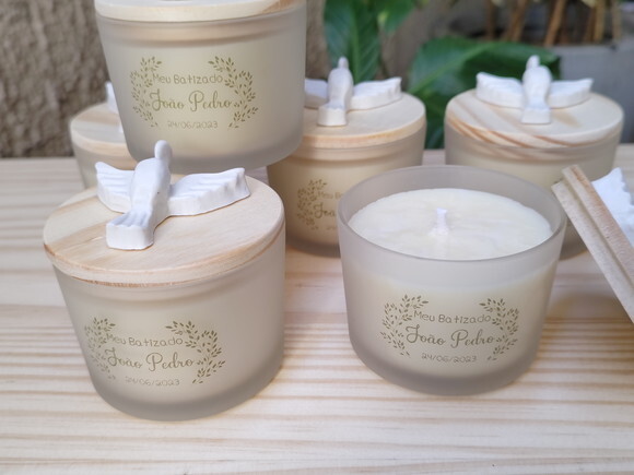 Vela Aromática 100g Vidro Fosco com Aplicação na Tampa