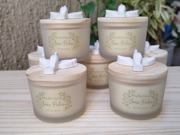 Vela Aromática 100g Vidro Fosco com Aplicação na Tampa