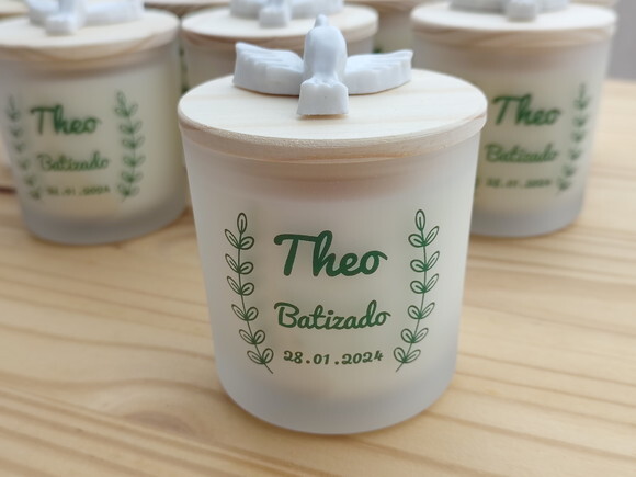 Vela Aromática 220g no Vidro Fosco com Aplicação na Tampa