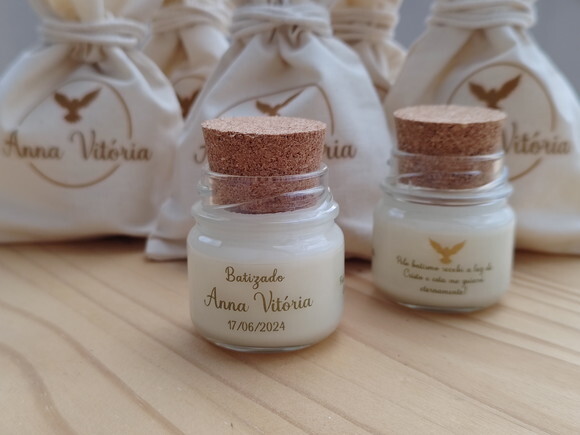 Vela Aromática 40g Personalizada com Saquinho de Algodão