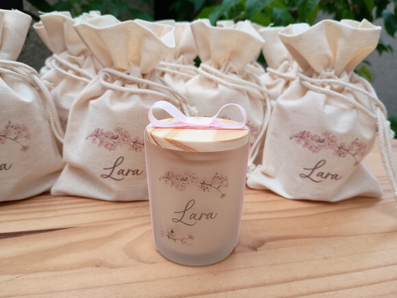 Vela Aromática 60g Fosco Personalizado com Saquinho
